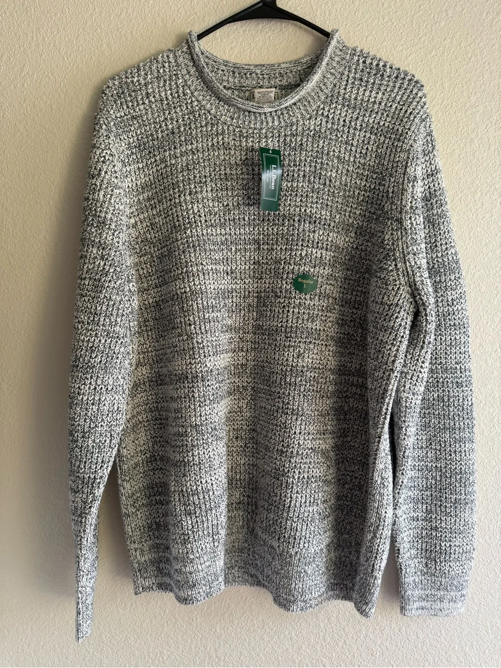 L.L.Bean Men's Organic Cotton Waffle Rollneck Crew Sweater Size Large